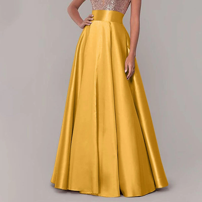 ZANZEA Stylish Women High Waist A-line Long Skirts Summer OL Work Skirt Jupe Female Solid Party Maxi Skirts Faldas Saia