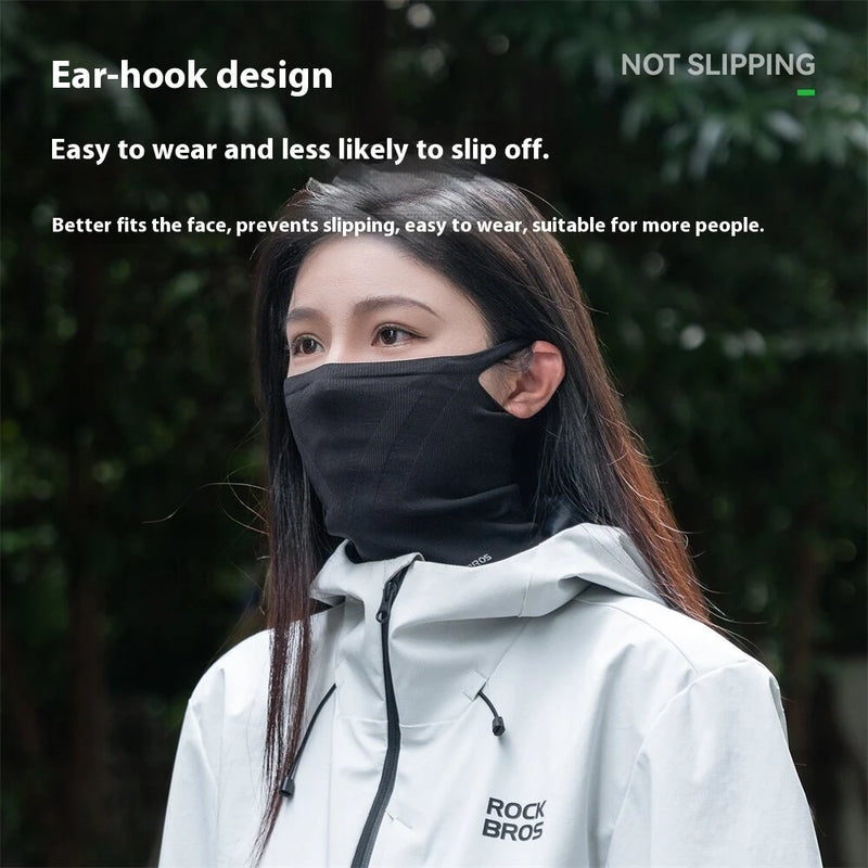 ROCKBROS Ear-hook Cycling Face Masks Lightweight High Elastic Breathable Warm Windproof Neck Scarf Sunscreen Mask Face Cover for Outdoor Sports