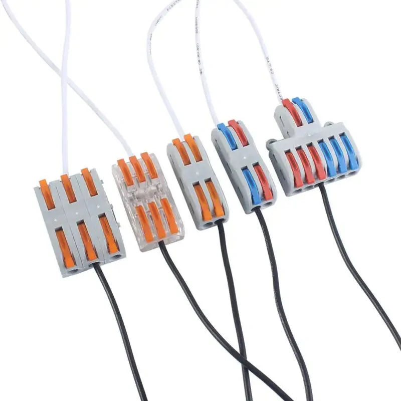 5 Pcs Mini Quick Wire Cable Connectors Universal Compact Conductor Splice Cable Push-in Terminal Block SPL1-4 Efficient Wiring Solution Reusable for Soft and Hard Wires
