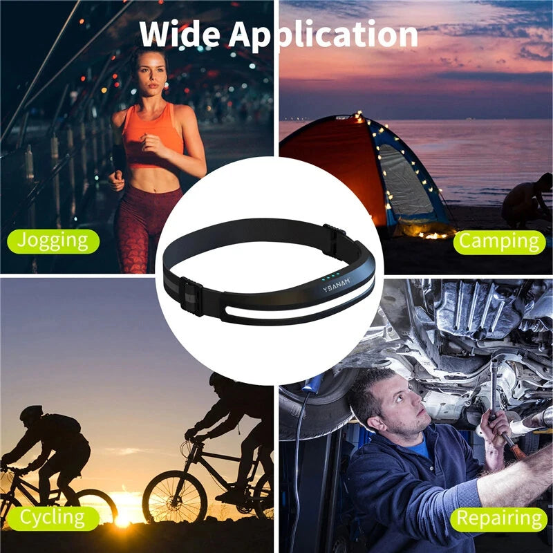 Lightweight Portable COB Headlamp Rechargeable Head Mounted Style Work Light Outdoor Camping Night Running Floodlight Fishing Headlight