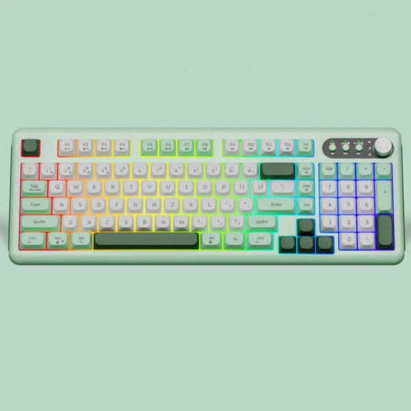 EWEADN V101 98 Keys Tri-mode Wireless Keyboard with Knob RGB Light Mute Button 4000mAh Rechargeable 2.4G/bluetooth/Type-C Wired E-sports Gaming Keyboards