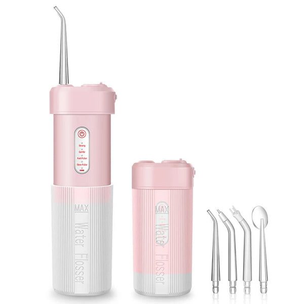 Portable Cordless Water Flosser with 4 Modes & 4 Nozzles Rechargeable  IPX7 Waterproof 200ml Telescopic Water Tank Travel Oral Irrigator