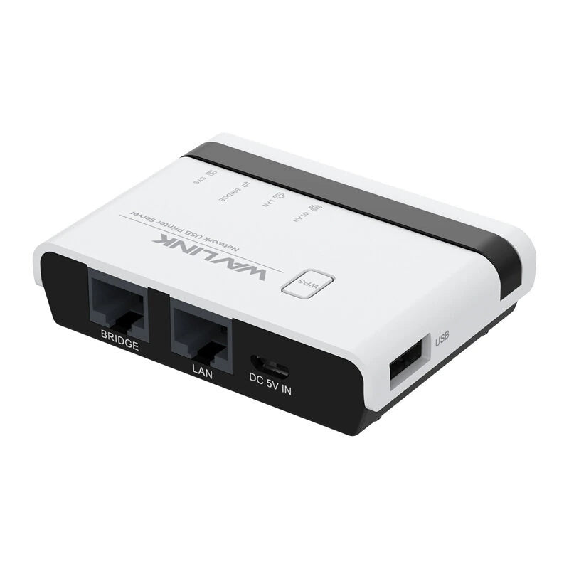 Wavlink USB2.0 Wireless Printer Server with 10/100Mbps LAN/Bridge WiFi Support Wired/Wireless/Standalone Modes for Windows/Mac