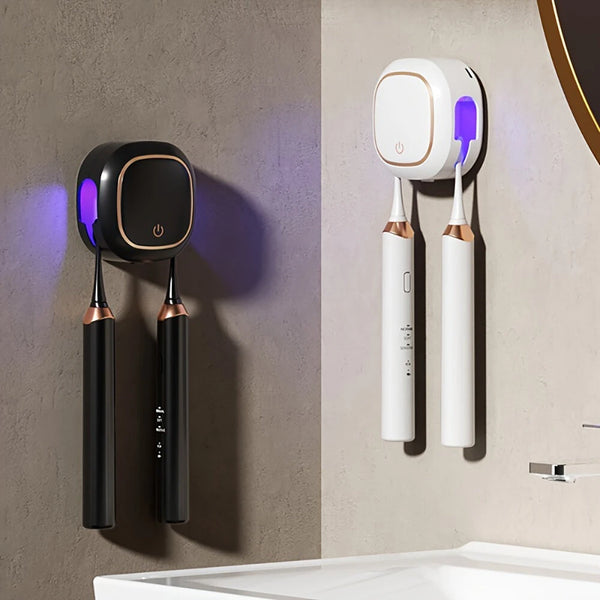 Smart Toothbrush Sterilizer Electric Ultraviolet Sterilization Box Heat Drying Wall-Mounted Bathroom Double Toothbrush Storage Rack