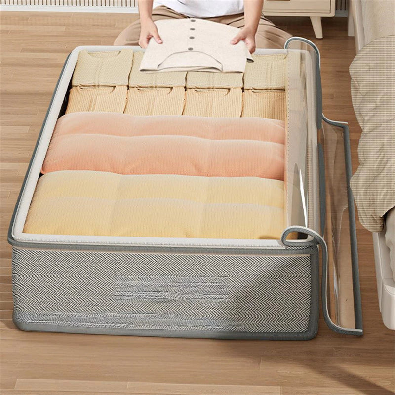 4PCS Large Capacity Under Bed Storage Bags Containers Space Saving Clothes Blanket Organizer Foldable Underbed Storages Bins