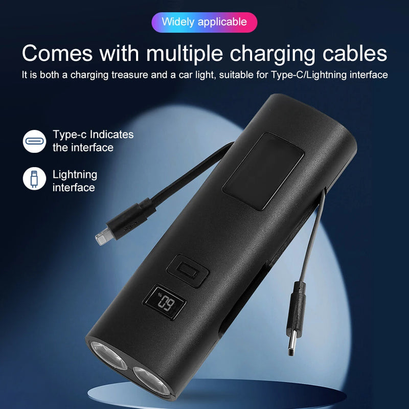 BIKIGHT 400LM 3000mAh Type-C Charging Bicycle Headlight 3 Gears COB Side Light Battery Level Display Waterproof Power Bank Front Bike Light for Night Riding