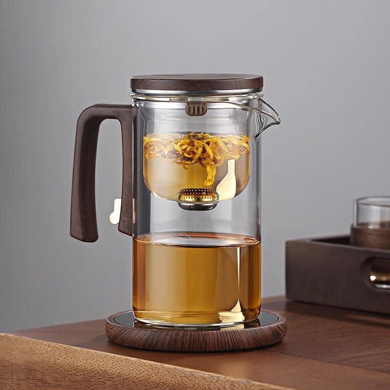 520ML/720ML Household Tea Brewing Tea Leaves Separation Full Glass Heat-Resistant Filter Tea Making Artifact Magnetic Suction Tea Brewing Cup