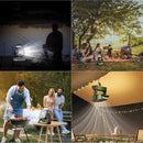 Portable 4 Speed Camping Fan with Rechargeable Battery Cordless Outdoor Cool Ceiling Fan with LED Light Air Circulators