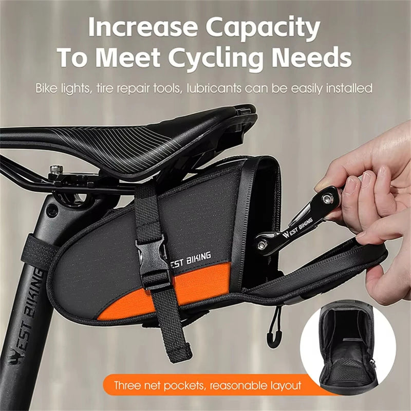WEST BIKING 1.2L Reflective Portable Hangable Tail Light Bike Bag Mini Ultralight Waterproof Riding Bag for MTB Road Cycling