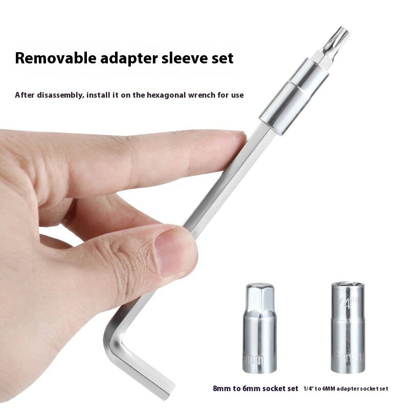 BENGGUO 10 in 1 Portable Bicycle Repair Tools 6mm Wrench 6Pcs CRV Removable Adapter Sleeve for Protable Bike Quick Fix