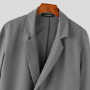 INCERUN Mens Metal Buckle Patchwork Lace Long-Sleeve Blazer Fashion Casual Solid Color Suit Top Outwear