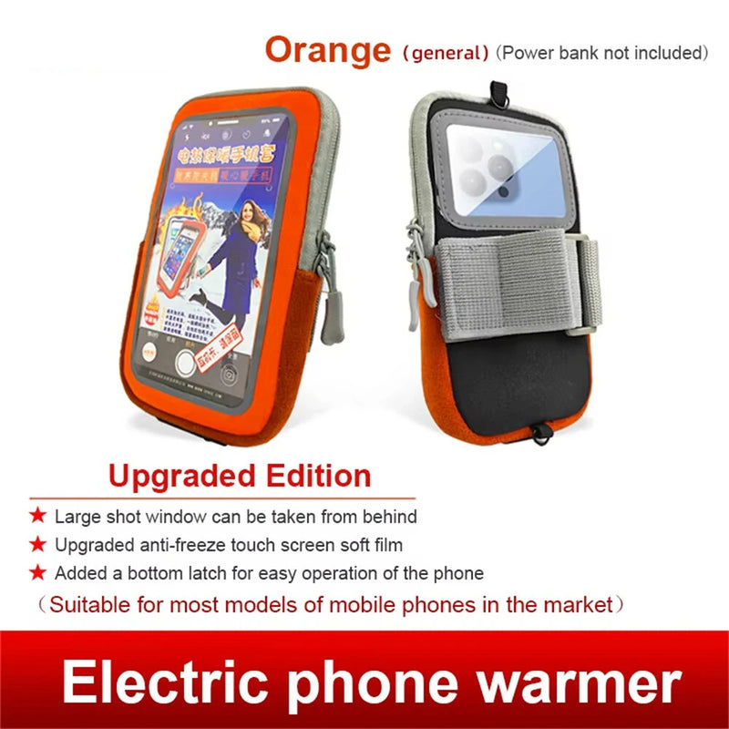 Warmspace 1pcs Electric Heated Mobile Phone Bag Multifunctional Antifreeze Case with Rope for Outdoor Travel in Winter