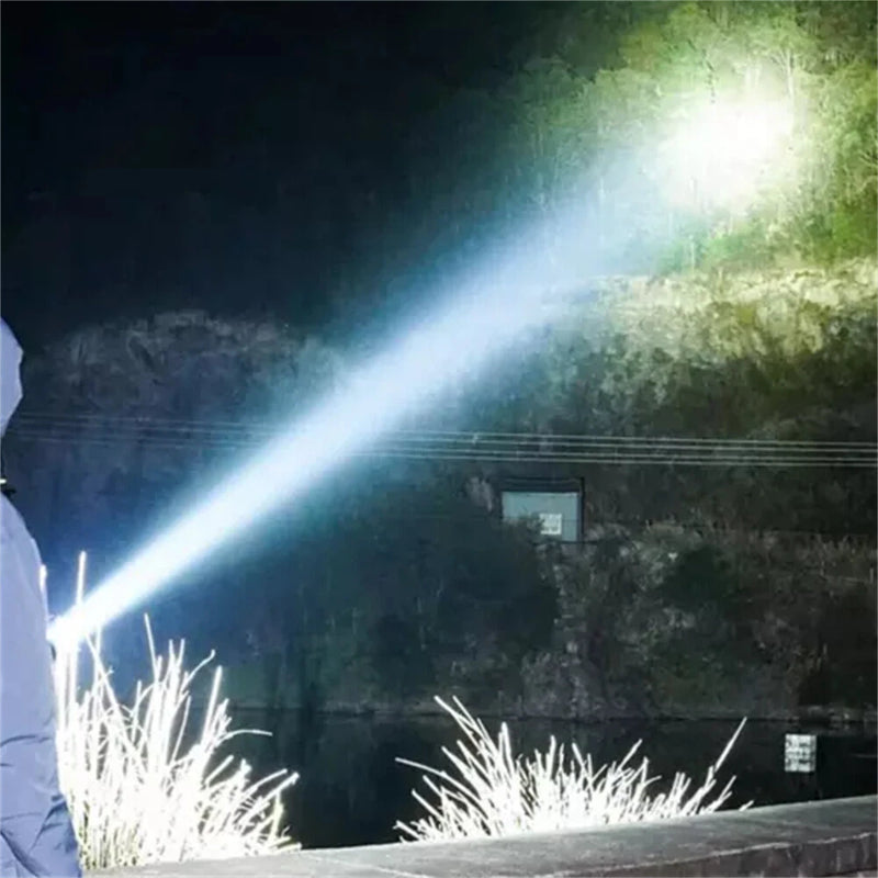 IPRee Solar Light LED Handheld Flashlights Type-C Rechargeable Portable Torch with 4 Modes COB Emergency Red and Blue Searchlight