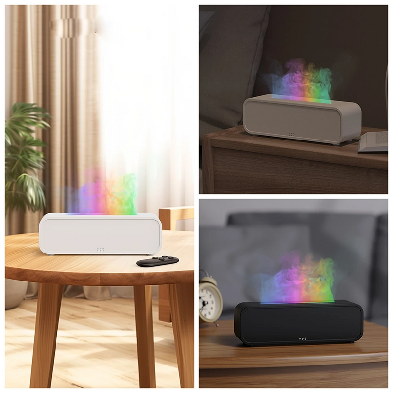 Tevorex 250ML Colorful Flame Aromatherapy Diffuser Dynamic Fire Flame  Cool Mist Humidifier with 7 Colors Light Remote Control Timer and Auto Off Function for Home Office