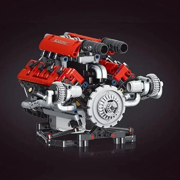 660PCS K96203 MOC Motorized Ferrari488  V8 Engine Model Technical Building Block Brick Assembly Kit with LED Lights Rechargeable APP Controlled Science Education Discovery Toys Christmas Gift Gifts