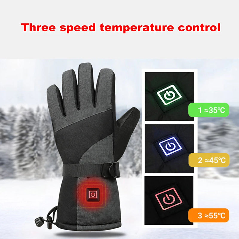 TENGOO 1 Pair Uniex Electric Heated Gloves Phone Tablet Touchable 7.4V DC Charging Waterproof Winter Keep Warm for Outdoor Sports