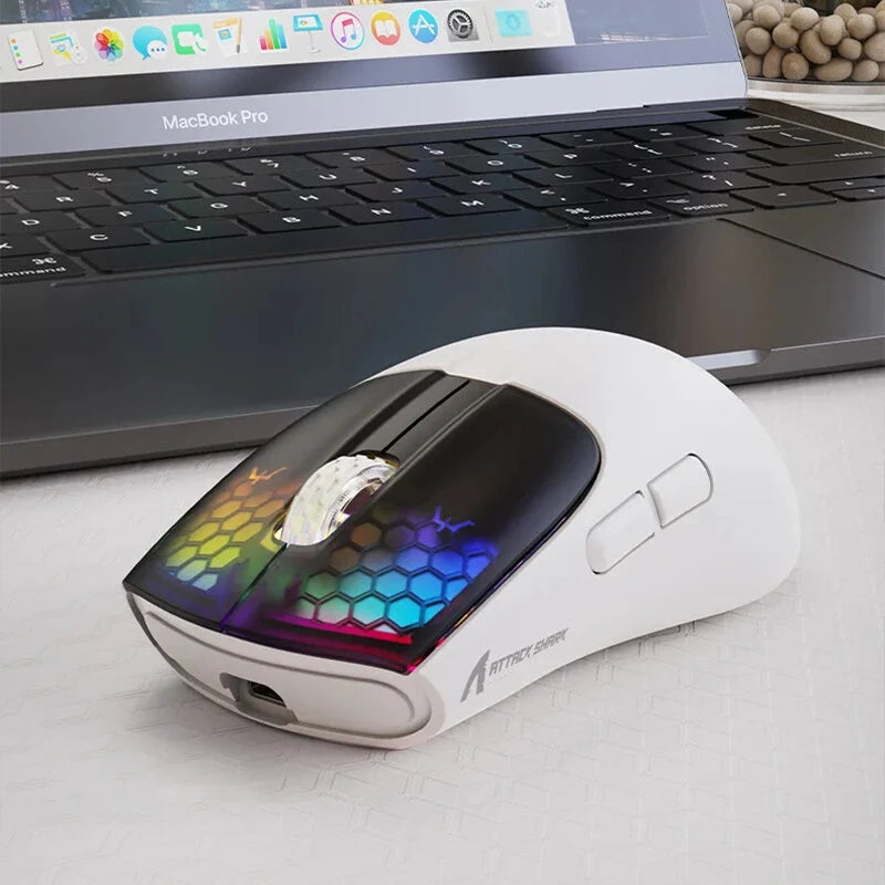 Attack Shark X5 Tri-mode Wireless Gaming Mouse PAW3212 Chip 4000DPI RGB Light 35H Battery Life 49g Lightweight 2.4G/BT5.0/Type-C Wired E-sports Gamer Mice