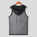 NCERUN Mens Tank Top Mesh Hooded See-Through Comfort Breathable Tanks