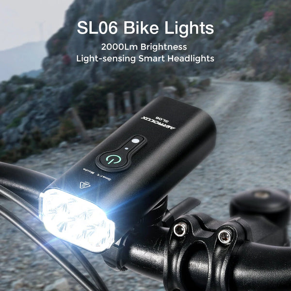 Astrolux SL06 2000Lm Brightness & Vibration Smart Sensing Bike Headlights 6 LED 4800mAh Battery IPX6 Waterproof 6 Light Modes Type-C USB Rechargeable Aluminum Alloy Front Light for Electric Bike Scooter MTB Bicycle