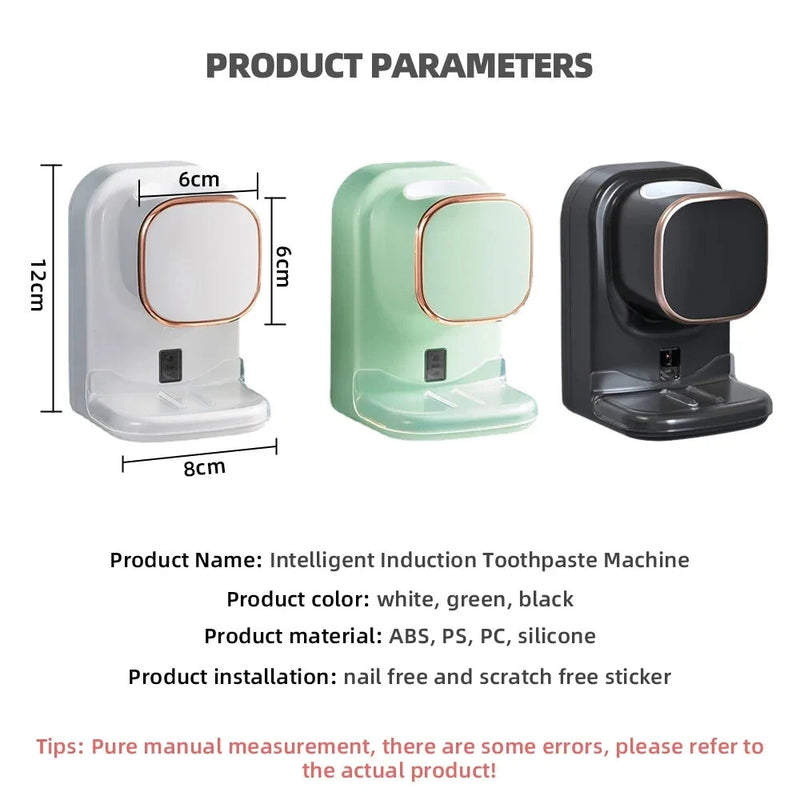 650mAh Auto-sensing Toothpaste Squeezer Tool 3 Mode Toothpaste Dispenser Detachable Bathroom Accessories Automatic Dispenser Wall Mounted Electric Toothpaste Squeezer