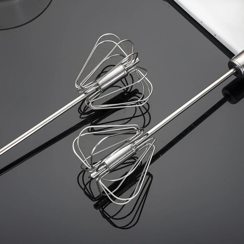Stainless Steel Semi-Automatic Egg Beater Press Rotating Egg Beater Stir Bar Household Cream Egg Mixer Baking Gadget