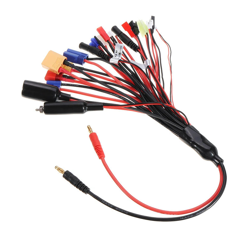20 in 1 Multifunction Charger Cable 4mm Banana Pklug to XT60 XT90 EC3 EC5 Tamiya  for B6 B6AC PL6 PL8 Charger