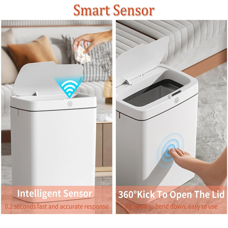 15L Automatic Trash Can with Smart Sensor Easy Fast Packing Non-contact Trash Can with Lid Waterproof Sensor Trash Can for Kitchen Bathroom Office