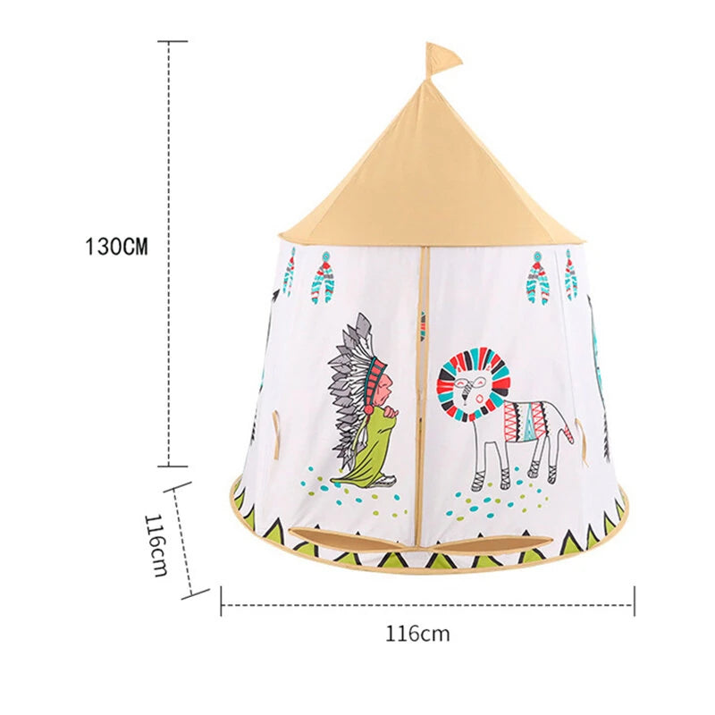 IPRee Indian Portable Play Kids Tent Indian Tent Yurt Children Indoor Outdoor Ocean Ball Pool Game Tent Castle Room House Toy