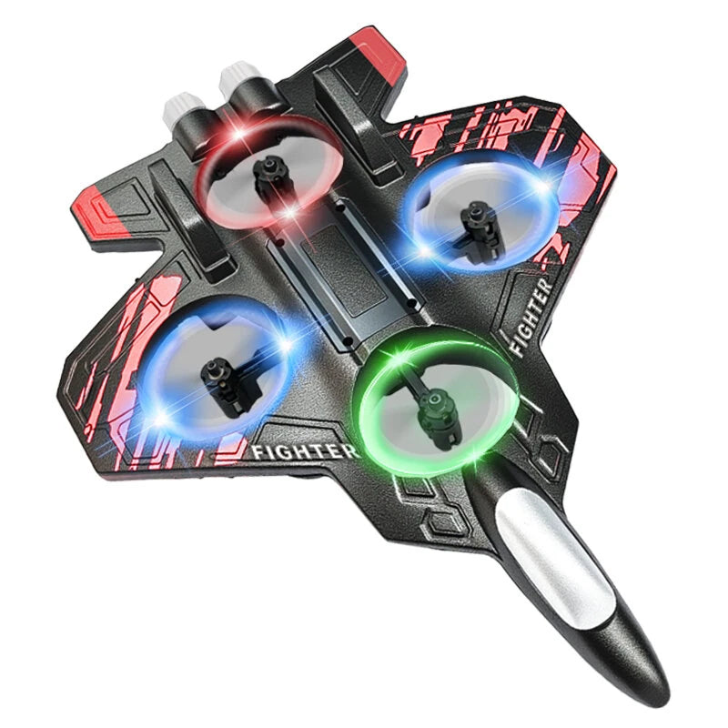 CZ01 2.4G EPP Hover Fighter Glider One-Key Circling 360 Roll 4 Turbofans 4CH LED RC Drone Airplane Quadcopter Stunt Glider RTF