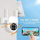 Sovmiku WTD714 4MP HD WiFi PTZ Camera Outdoor Wireless Solar Powered IP Camera Night Vision PIR Motion Detection Two-way Audio Built-in 8000mAh Battery Video IP Surveillance Camera Long Time Standby