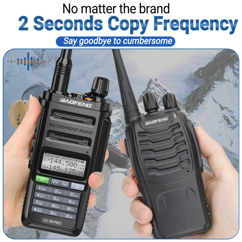 Baofeng UV-9R Pro V2 High Power Long Range Walkie Talkie 128 Channels Tri-Power Multi-band Wireless Copy Frequency IP68 Waterproof Type-C Rechargeable Ham Two Way Radio with Flashlight