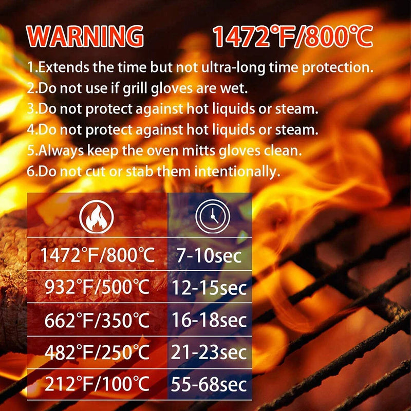 Heat Resistant BBQ Gloves Multi-purpose Grilling Gloves 1472 F Heat Resistant Grilling Gloves Grilling Set for Grilling Baking