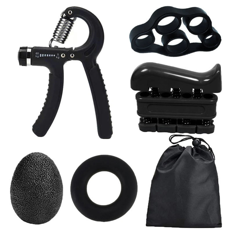 5 Pcs Hand Grip Strengthener Set Adjustable Hand Gripper Finger Rehabilitation Training Resistance Stress Relief Ball Fitness Exercise Tools