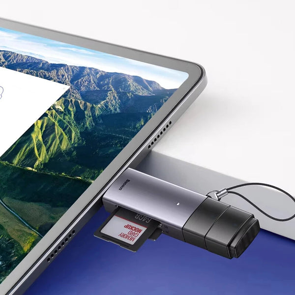Baseus BS-OH069 2-in-1 Card Reader USB-C&USB3.0 to SD/TF Card Reader 104MB/s 2TB Smart Cardreader Plug and Play for Laptop Accessories