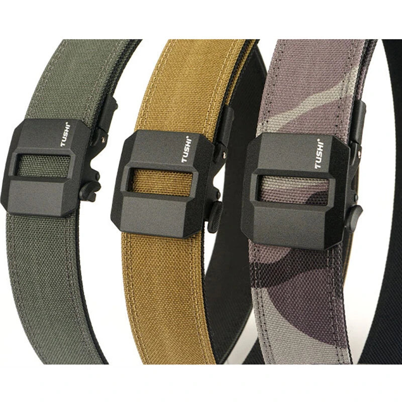 TUSHI Metal Buckle Tactical Belt for Men Adjustable Nylon Military Gun Belt Heavy Duty EDC Outdoor Sports Police Duty Waistband Work Utility Belt