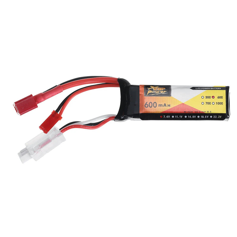 4PCS ZOP Power 7.4V 600mAh 60C 2S LiPo Battery JST + T Plug with B3 Charger XT30 Adapter Cable for RC Models