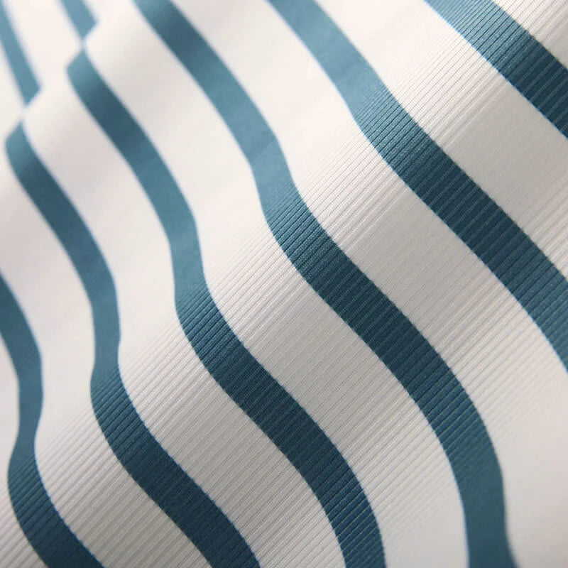 INCERUN Men Tanks Top Blue White Knitted Undershirt with Horizontal Stripes Buckle Back High Stretch Vest for Men