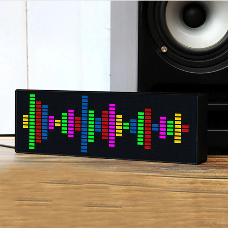 Dynamic LED Music Spectrum Clock Picking Lamp Voice Control Wire Control LED Music Spectrum Rhythm Display RGB Light Electronic Clock Voice Activated Car Audio Level Indicator VU Meter Atmosphere Lamp