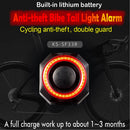 BIKIGHT Smart Brake Sensing Bike Taillight 700mAh Battery Alarm Rear Light 4 Light Modes USB-C Rechargeable IP65 Waterproof Bicycle Rear Light with 110dB Horn Wireless Remote