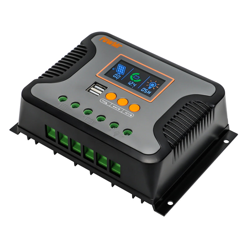 Pstar-30A/60A/80A PWM Solar Controller 12V-48V 100V Solar Panel Voltage Dual USB Ports LCD Screen Multiple Protection