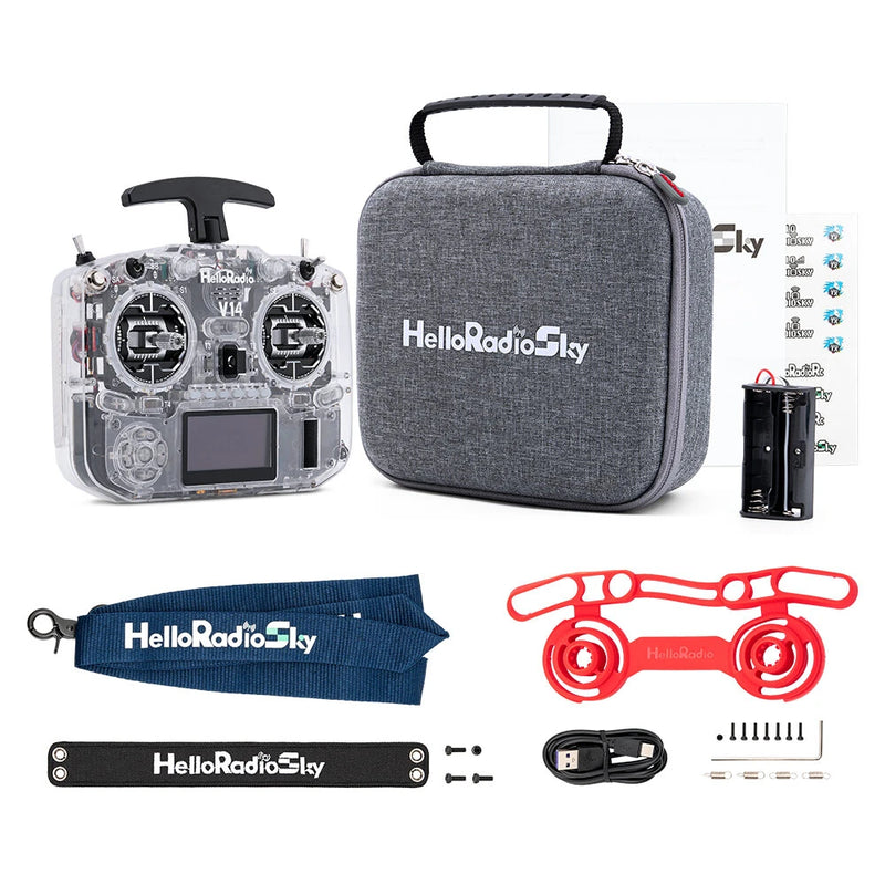 HelloradioSky V14 MAX/MAX R9 2.4GHz Transparent Built-in 1000mW ELRS/4IN1 CNC Metal RDC90 Gimbal Open Source EdgeTX Radio Transmitter OLED Screen for FPV Racing Drone