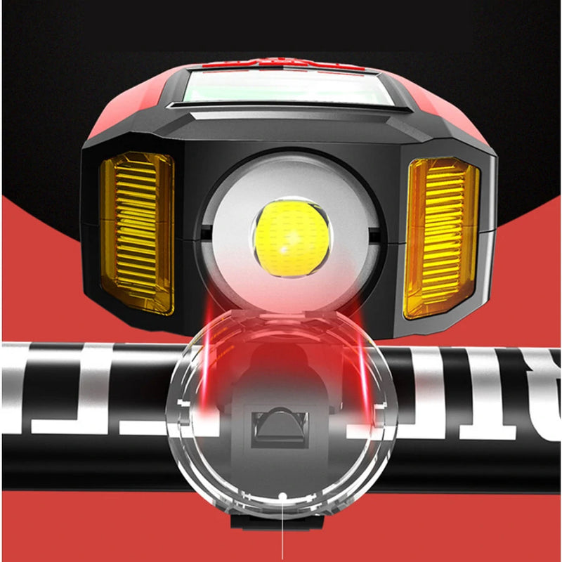 Black BIKIGHT 3-in-1 350LM COB Bike Light + USB Horn Lamp + Speed Meter LCD Screen 5-Modes Waterproof Bicycle Headlight With Horn