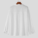 INCERUN Men Sets Solid Color Fashion Lapel Long Sleeve Shirt & Pants 2PCS Pleated Loose Streetwear Men Casual Suits S-5XL