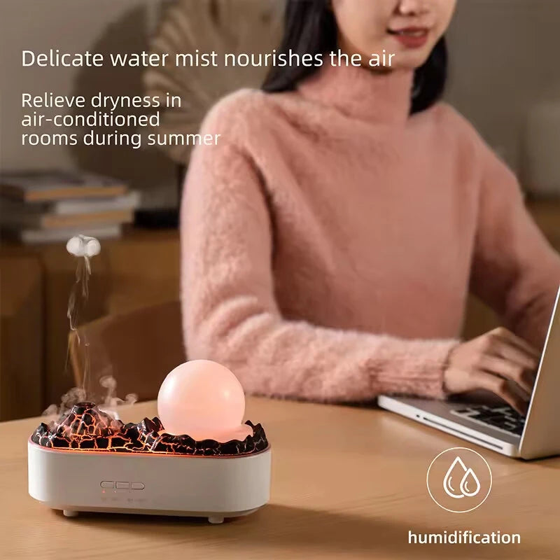 Volcano Humidifier Household Large Fog Desktop Creative Ornaments Bedroom Night Light Home Air Humidifier with Dual Mist Modes