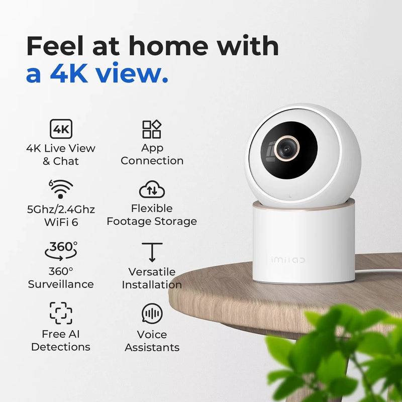 IMILAB C40 8MP 4K HD Security Camera 5G WiFi Indoor Surveillance for Kid Baby Pet PTZ Cam with Person Pet Track Powerful AI Detect Cameras Work with Alexa Google Assistant