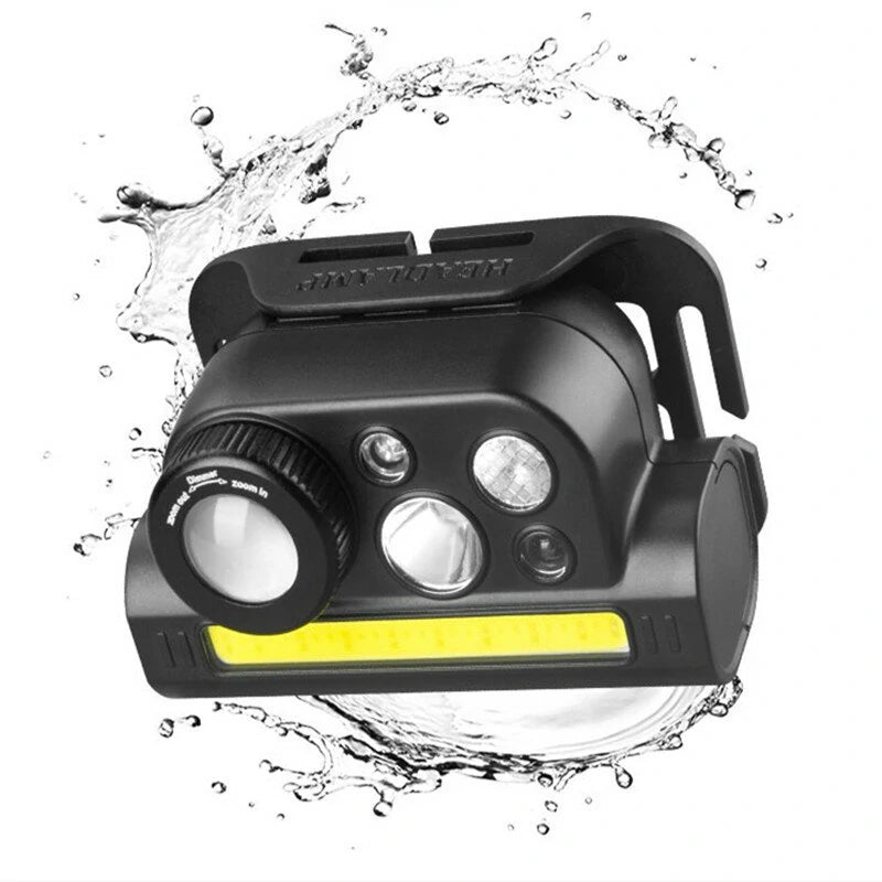 XPG+COB Red And Green Light With Magnet Built-in Battery USB Charging Wave Sensing Zoom Strong Light Headlamp