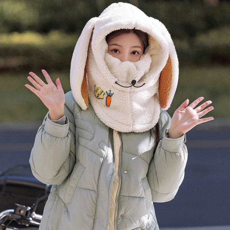 Cycling Caps Masks Rabbit Ear Helmet Winter Warm Ski Cover Comfortable Soft Fleece Skiing Head Warmer Cartoon Cute Decorative Hat