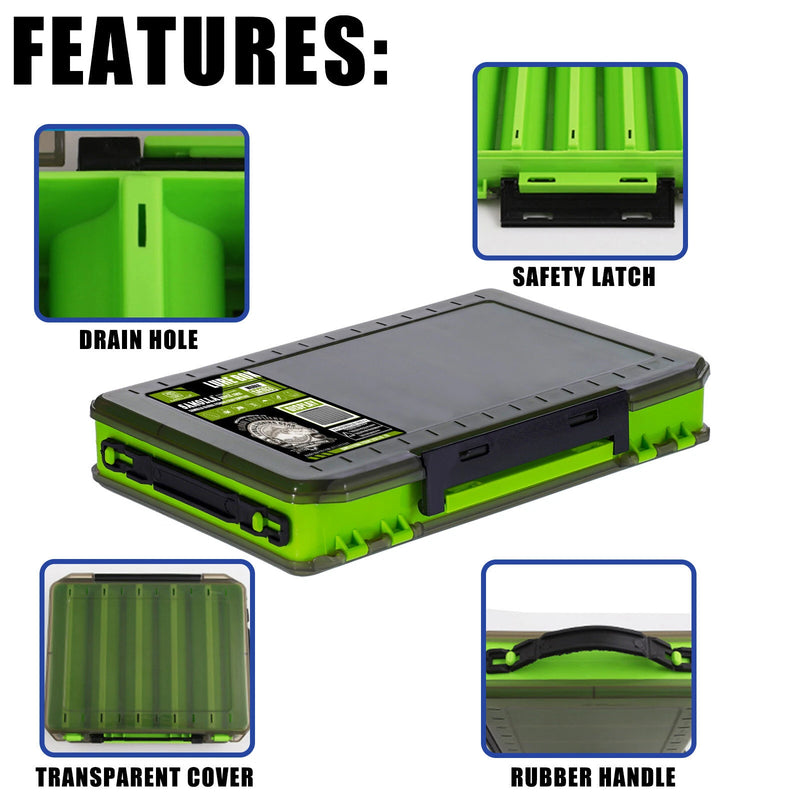 SAMOLLA 10 Compartments Small Double Fishing Tackle Box Portable Handle Lure Baits Container Y-slot Storage Organizer