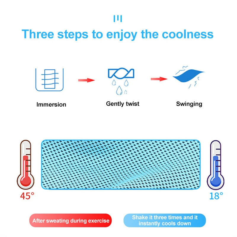 KALOAD 1pcs Portable Quick Drying Summer Cooling Towel with Round Silicone Box Soft Breathable Scarves for Sports Gym Running Yoga Fitness