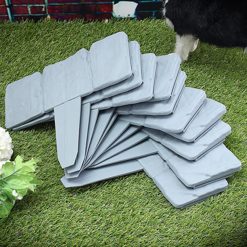 20Pcs Garden Fence Edging Cobbled Stone Effect Plastic Lawn Edging Plant Border Decorations